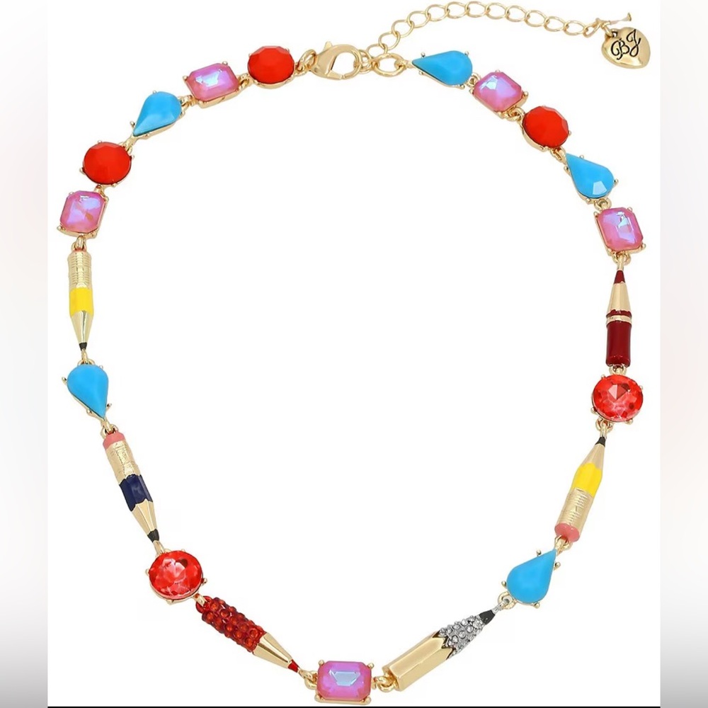 Betsey Johnson  Rhinestone Back To School Pencil Collar Necklace